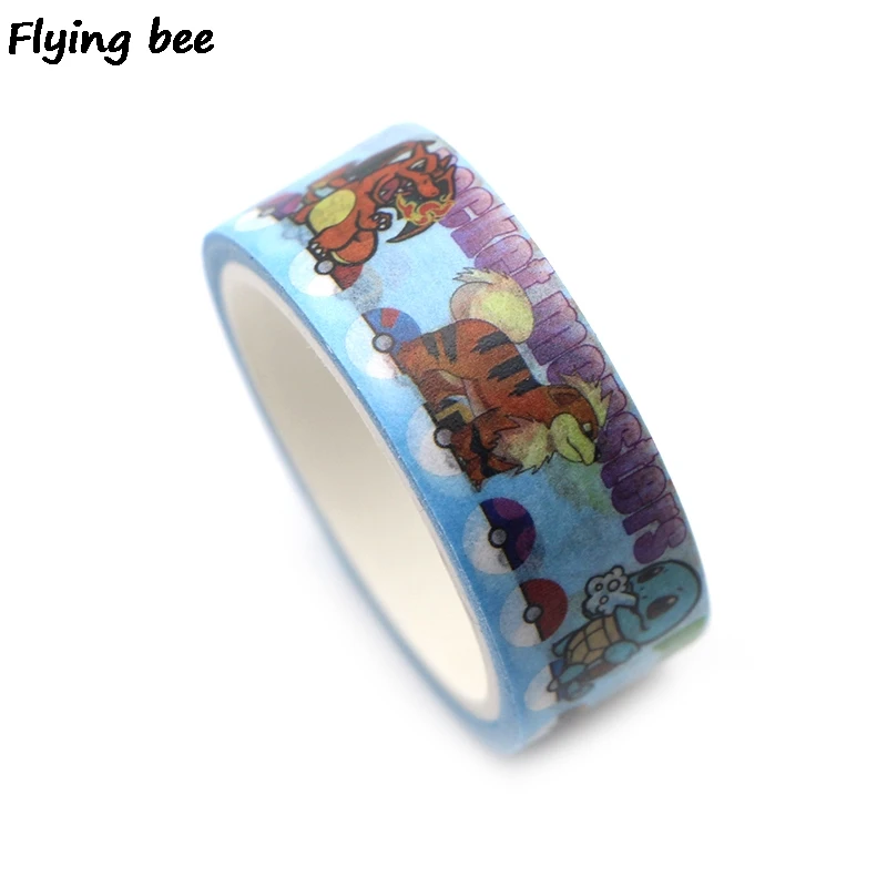 Flyingbee 15 мм X 5 м Бумага васи клейкие ленты Пикачу милый клейкая лента DIY Скрапбукинг наклейка этикетка маскирующая лента X0317