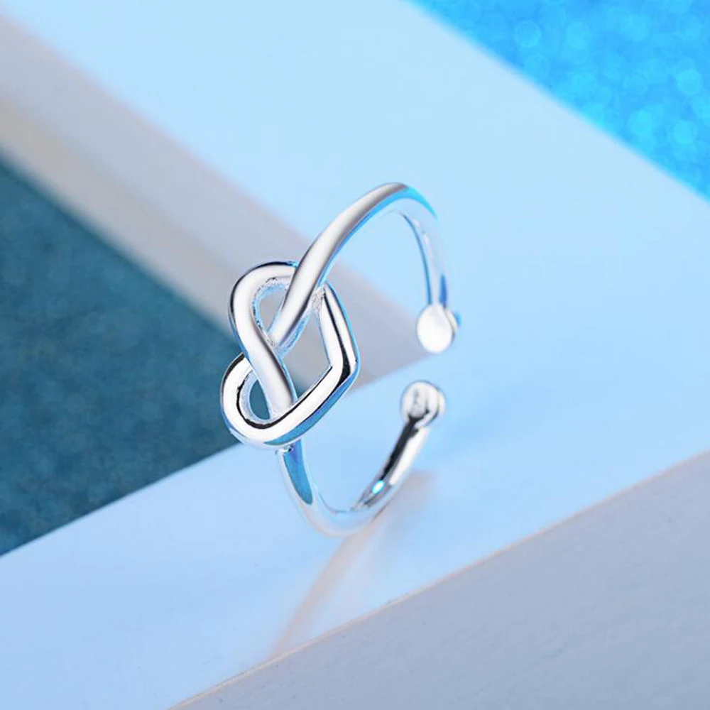 Женское кольцо с сердечком Infinity Knot классическое из стерлингового серебра 925
