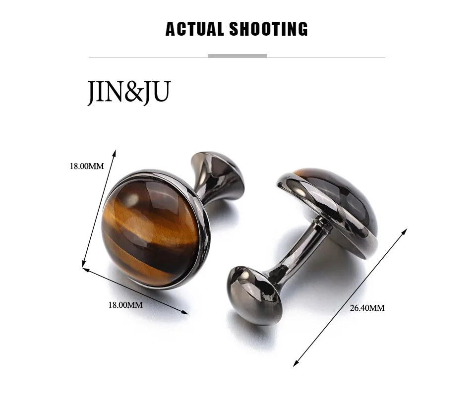 JIN& JU красивый натуральный глаз тигра камень& Золотая сетка запонки модные мужские французские манжеты рубашки запонки для мужчин