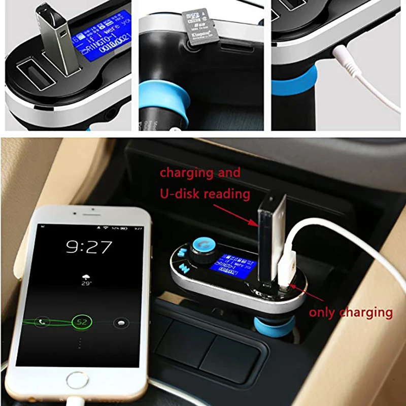 Беспроводной Bluetooth передатчик плеер Hands-free Car Kit Dual USB поддержка SD Совместимость с широким спектром электронных устройств
