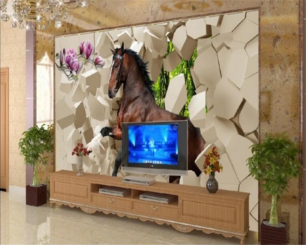 

3D обои Beibehang на заказ, украшение для дома, разбитая стена, раммированный фон для ТВ-фона, настенные фотообои для стен 3 d
