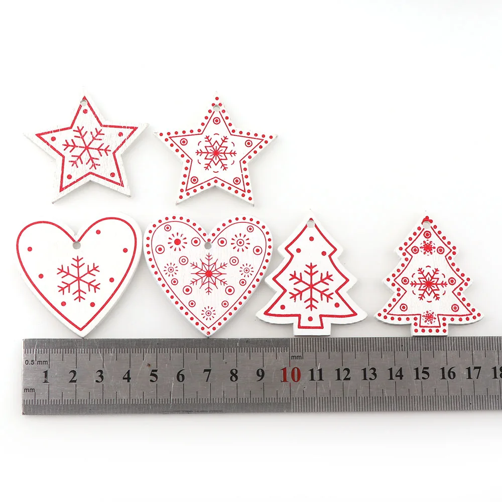 20pcs Christmas Ornaments Natural Wood Heart Tree Star Decorations For Home | Дом и сад