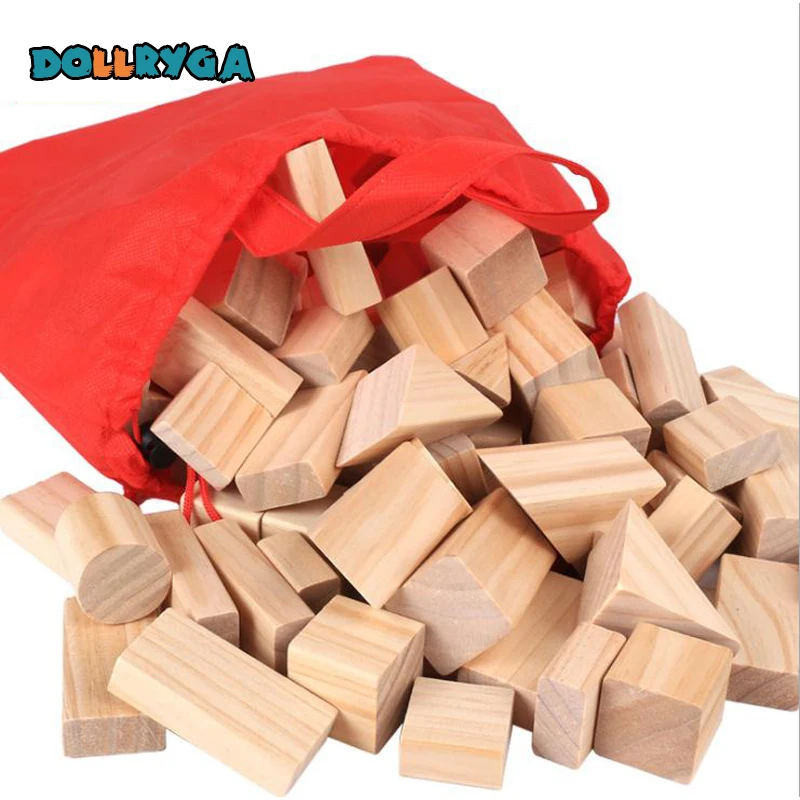 Деревянные строительные блоки DOLLRYGA 100 шт. Деревянный конструктор игрушки для