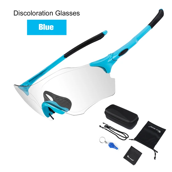 Blue WEST BIKING, велосипедные фотохромные очки, очки для горной дороги, велосипеда, солнцезащитные очки, UV400, обесцвечивание, унисекс, спортивные, велосипедные очки - Цвет: Blue
