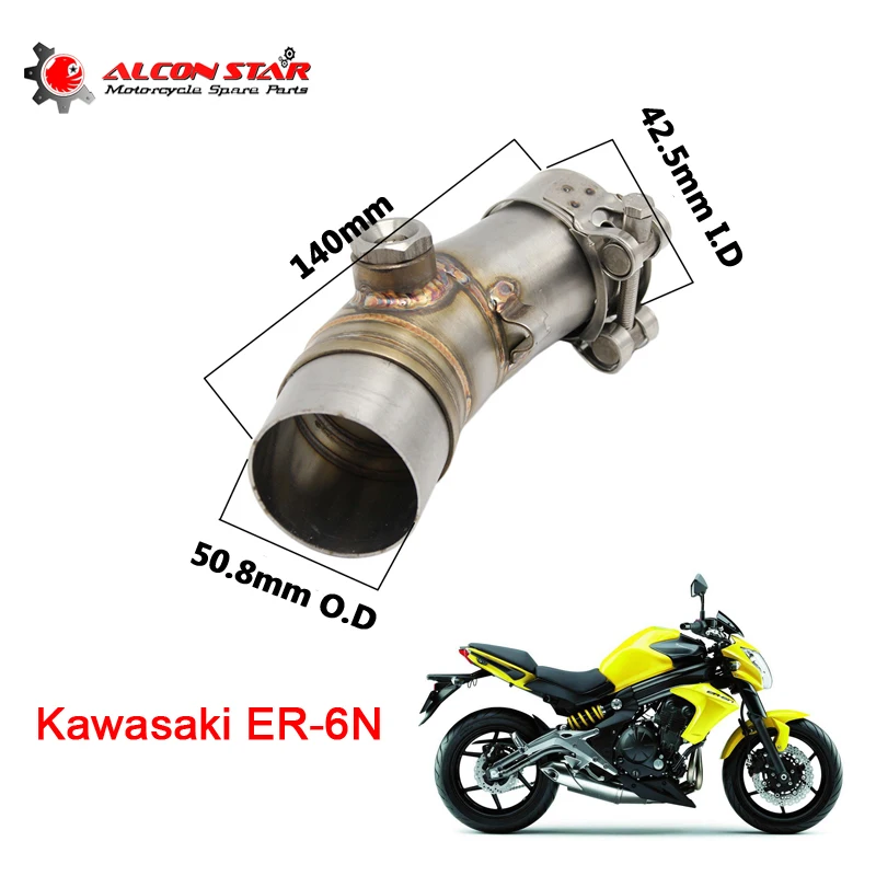 Alconstar- Middle Connect for Kawasaki ER6N Motorcycle Exhaust Pipe Muffler Escape Connecting Front Link Moto | Автомобили и