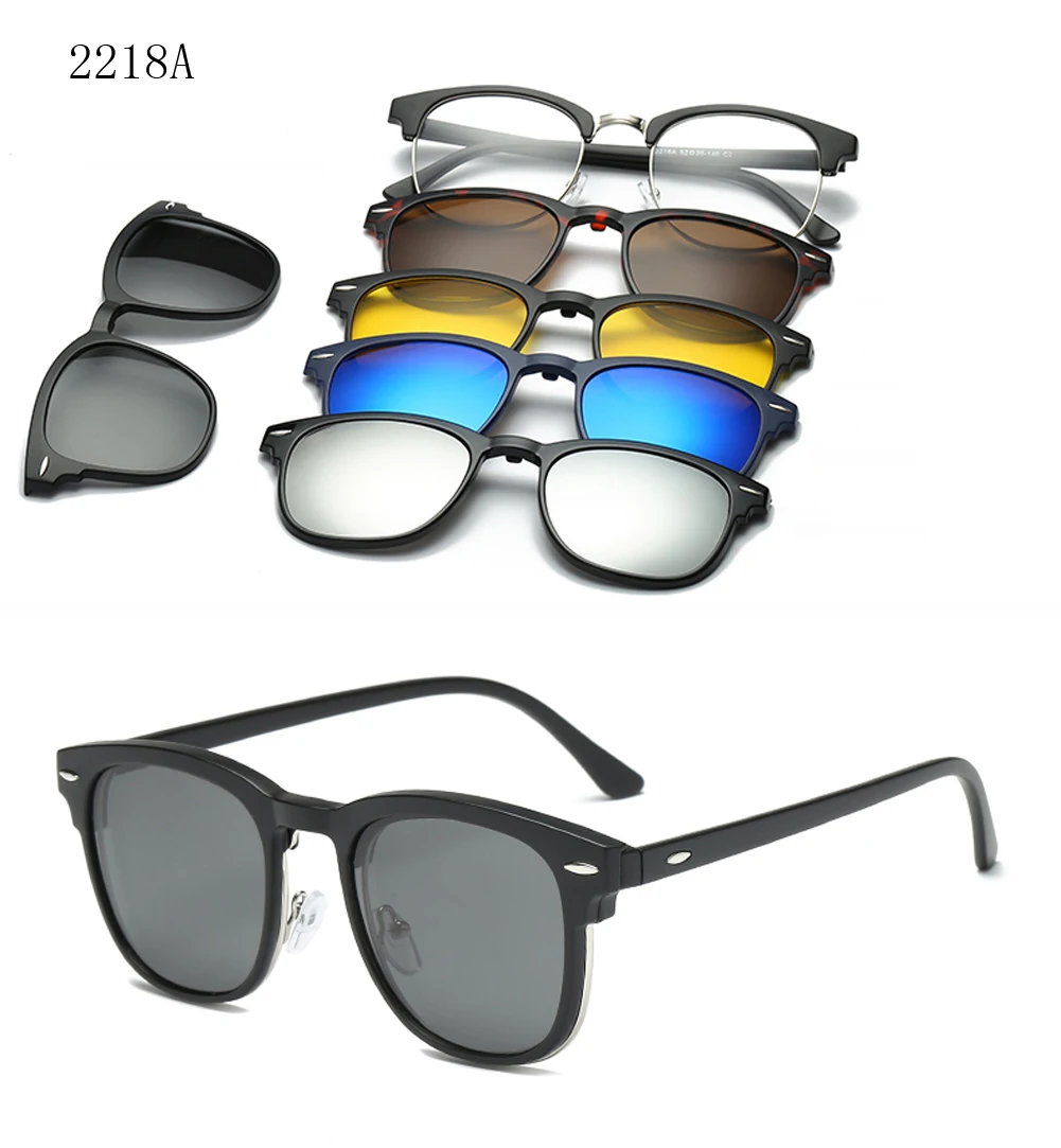 

5 lenes Magnet Sunglasses Clip Mirrored Clip on Sunglasses clip on glasses Men Polarized Clips Custom Prescription Myopia