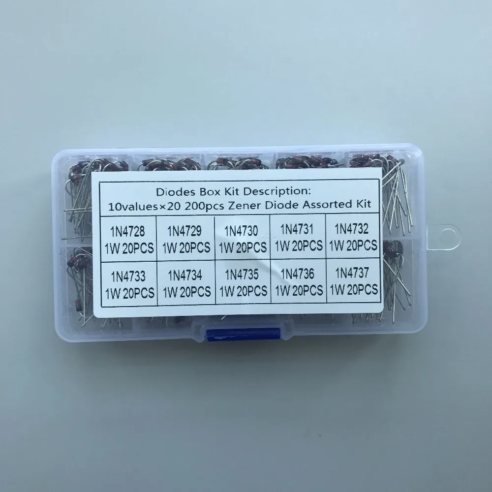 10 значений 200 шт. (1N4728 ~ 1N4737) 1N4729 1N4730 1N4731 1N4732 1N4733 1N4734 1N4735 1N4736 ассортимент диодов