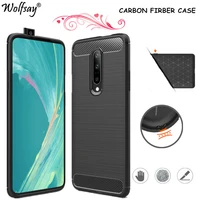 wolfway carbon fiber case oneplus 7 pro case shockproof bumper rubber silicone cover for oneplus 7 pro cover for one plus 7 pro