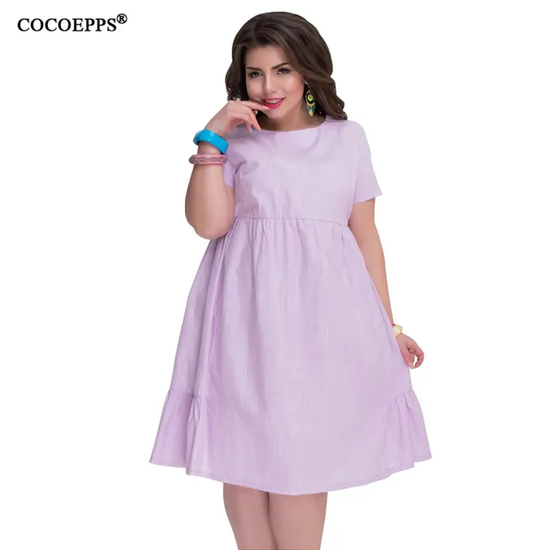 COCOEPPS 5XL 6XL 2019 Новое поступление большой Размеры Лето Для женщин свободное платье
