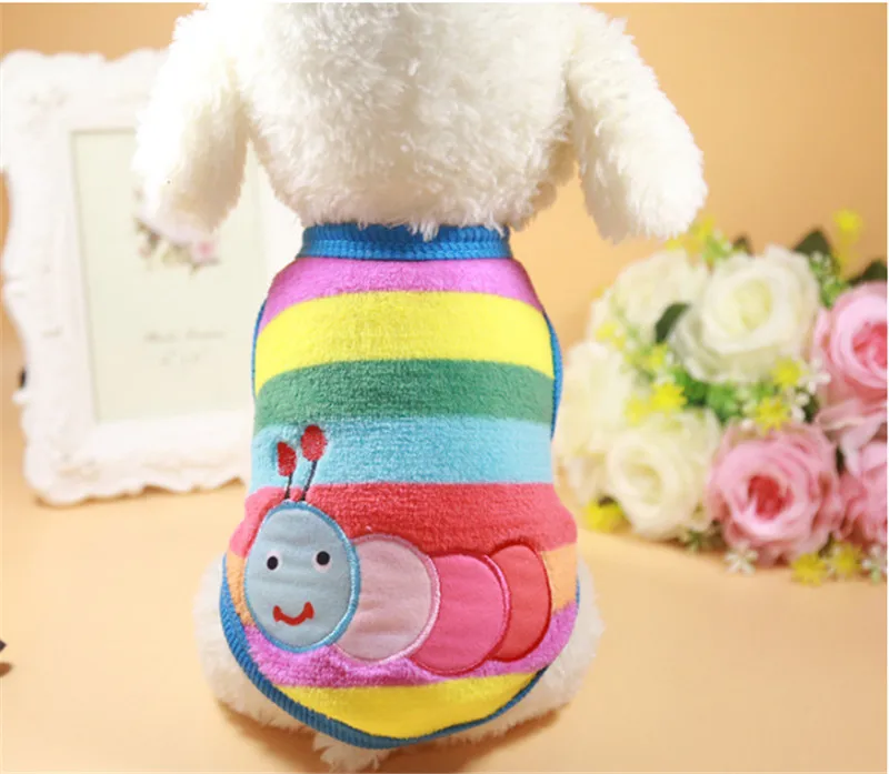 Дешевая теплая рубашка жилет для Собаки Одежда Осень Мультфильм Флис щенок