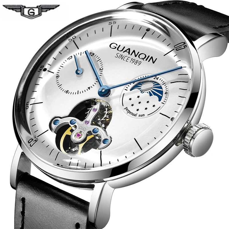 GUANQIN 2019 Механические мужские 3D часы Curver Tourbillon автоматические водонепроницаемые