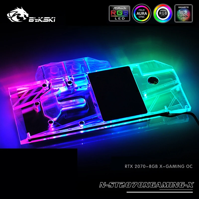 Bykski водного блока использовать для ZOTAC RTX2070 8GB X-GAMING OC/Gaming RTX2070 AMP/полное покрытие медный радиаторный блок/RGB светильник
