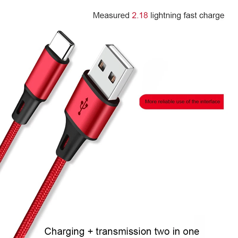 Зарядный кабель с разъемом Type C для Huawei P10 P20 P30 Pro Oneplus 6 5 Xiaomi Mi 8 USB быстрой зарядки 2 м