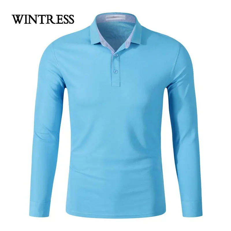 WINTRESS Plus Size Men Polo Shirt Autumn Winter Smart Casual Top Clothes Long Sleeve Button Colorful Can Custom Logo | Мужская одежда