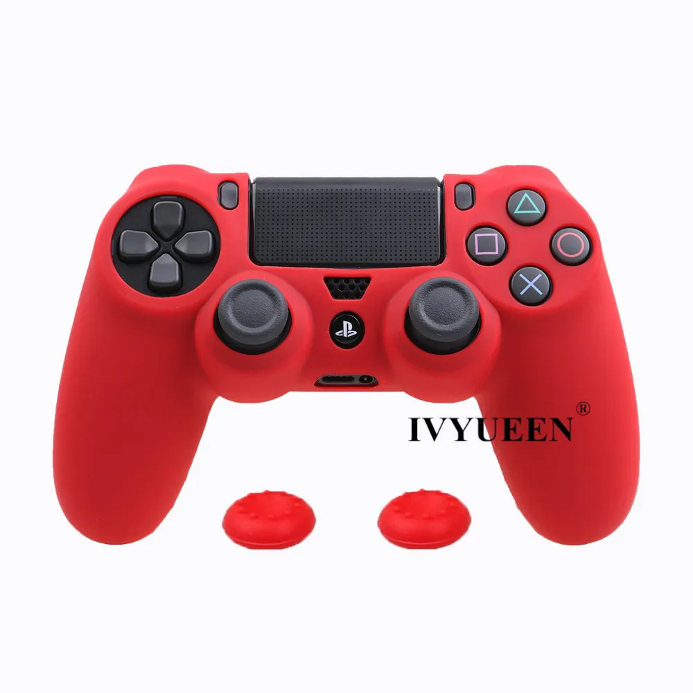 Красный IVYUEEN для sony playstation 4 PS4 DS4 Pro Тонкий силиконовый чехол с контроллером Защитная крышка для рук колпачки для Dualshock 4 - Цвет: Красный