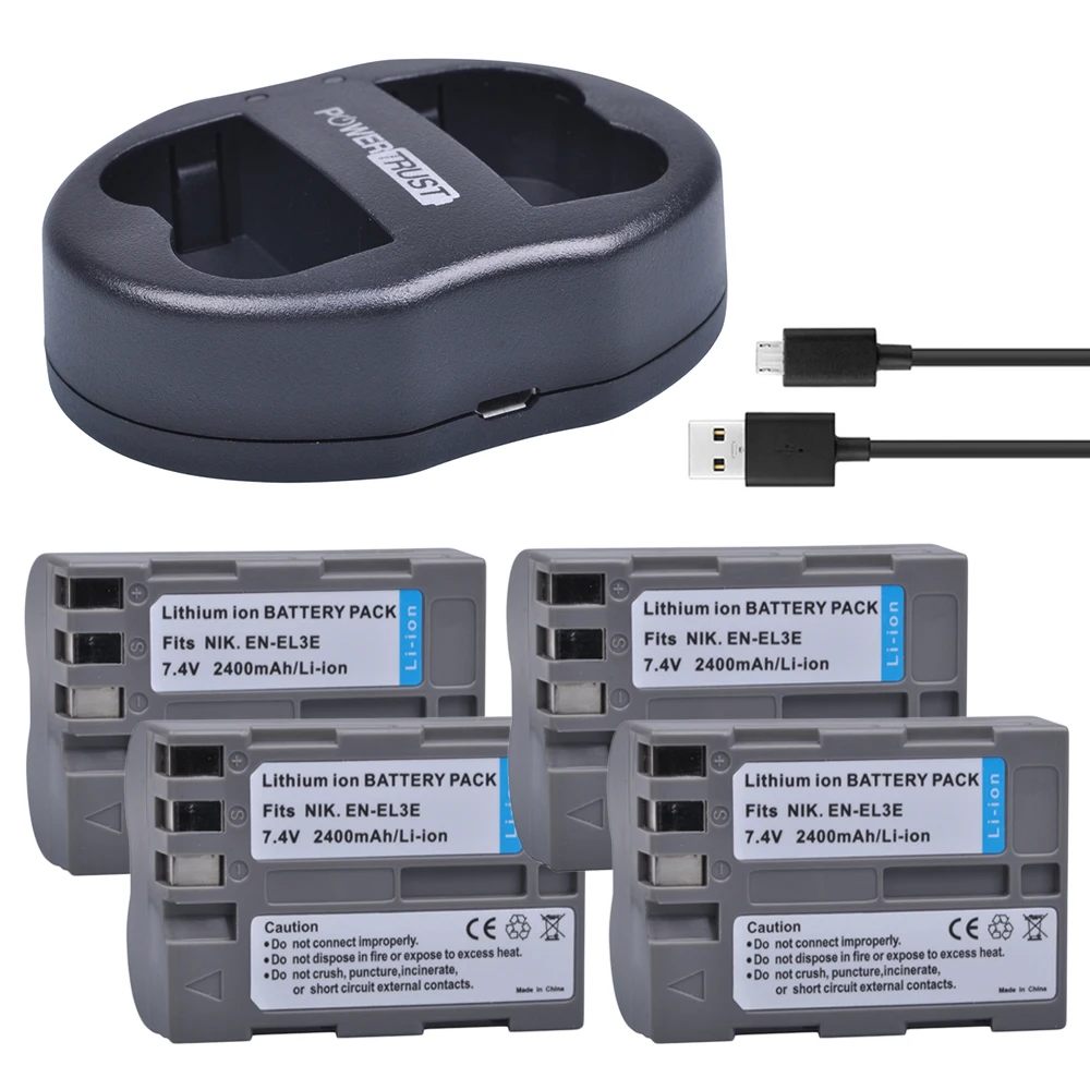 4x2400mAh EN EL3E EL3e батарея ENEL3E + двойное зарядное устройство USB для камеры Nikon D30 D50 D70 D80 D90