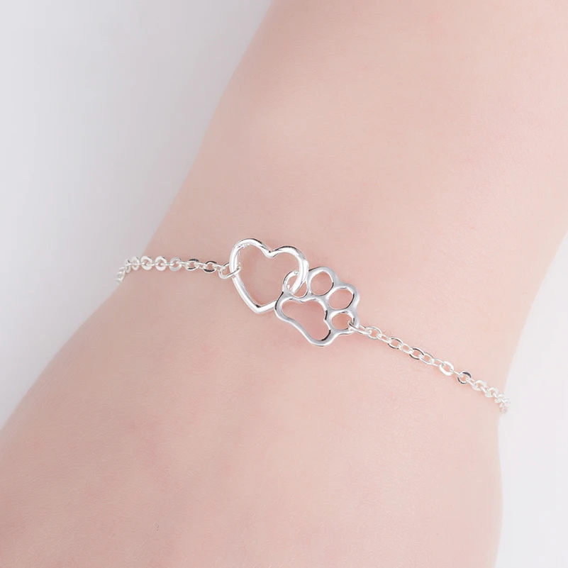 Подарок для нее-милый отпечаток кошачьей лапы Braclet серебряный золотой цвет очаровательные браслеты для пар женщин и детей любимая Мода Ювелирные изделия Подарки На удачу