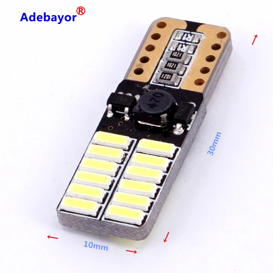10XCar авто светодиодный T10 194 W5W Canbus 24 SMD 4014 светильник лампа без ошибок для
