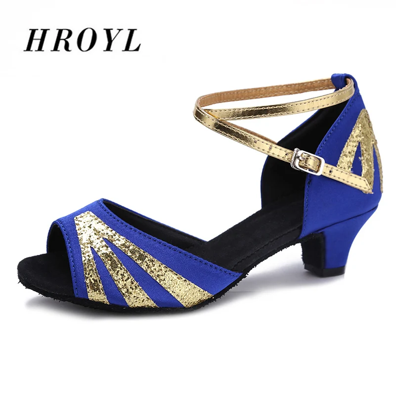 Туфли женские на низком каблуке для профессиональных латинских танцев 17-25 см -