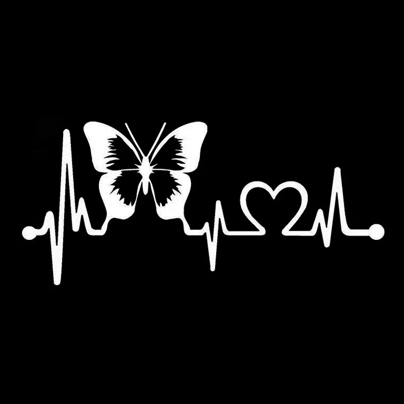 

20.3cm*8.9cm Butterfly Heartbeat Lifeline Vinyl Car Styling Stickers Decals Black/white wall sticker