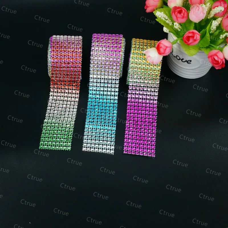 Ctrue 1 шт. 4 см * 2 метра Алмазная сетка рулон лента тюль стразы украшение для