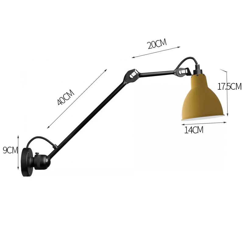 medium size yellow Artpad E14 современный европейский 360 градусов регулируемый настенный светильник прикроватный для чтения Настенные светильники вращающаяся рука ресторан кухня спальня - Цвет абажура: medium size yellow