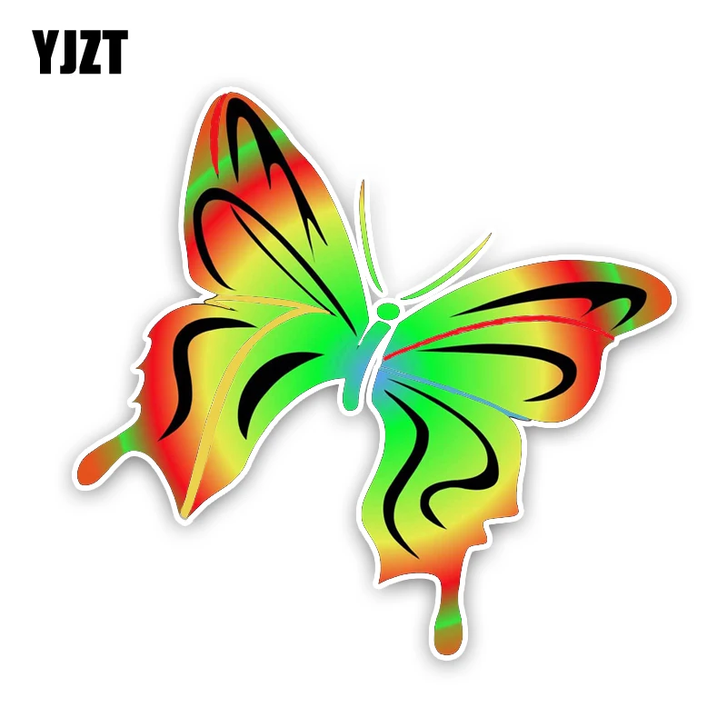 

YJZT 14.8CM14CM Interesting Cartoon Butterfly Colored PVC Car Sticker Graphic Decoration C1-5122