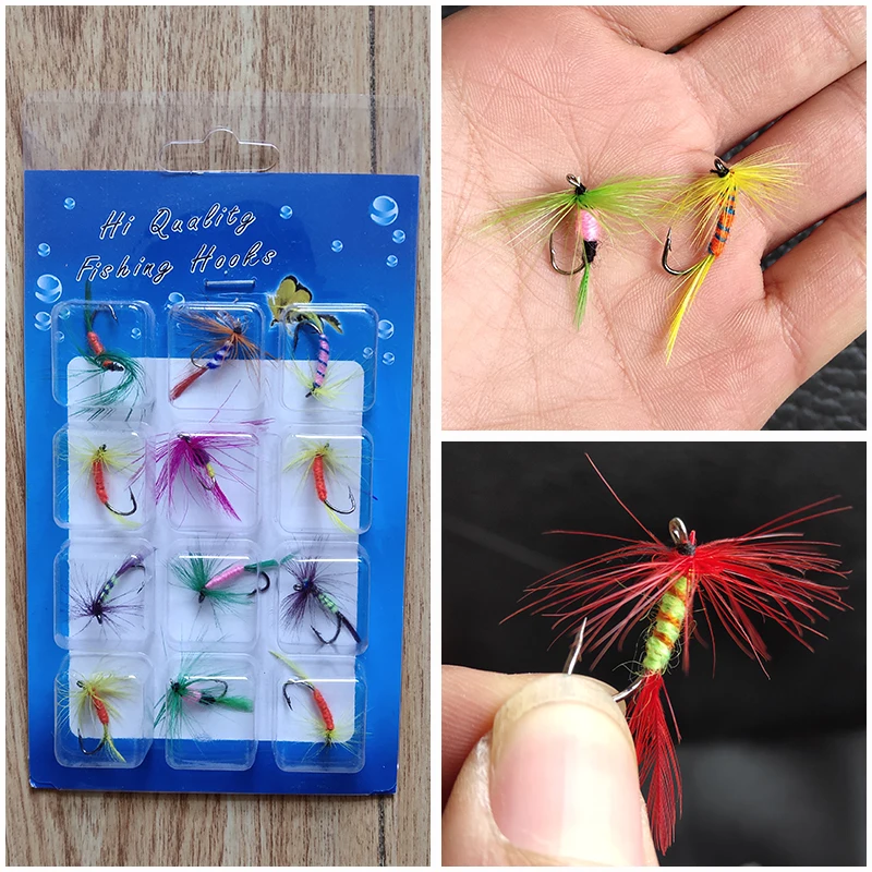 Мушек для ловли нахлыстом 12 шт./компл. завязывания насекомых с Крючки лосось