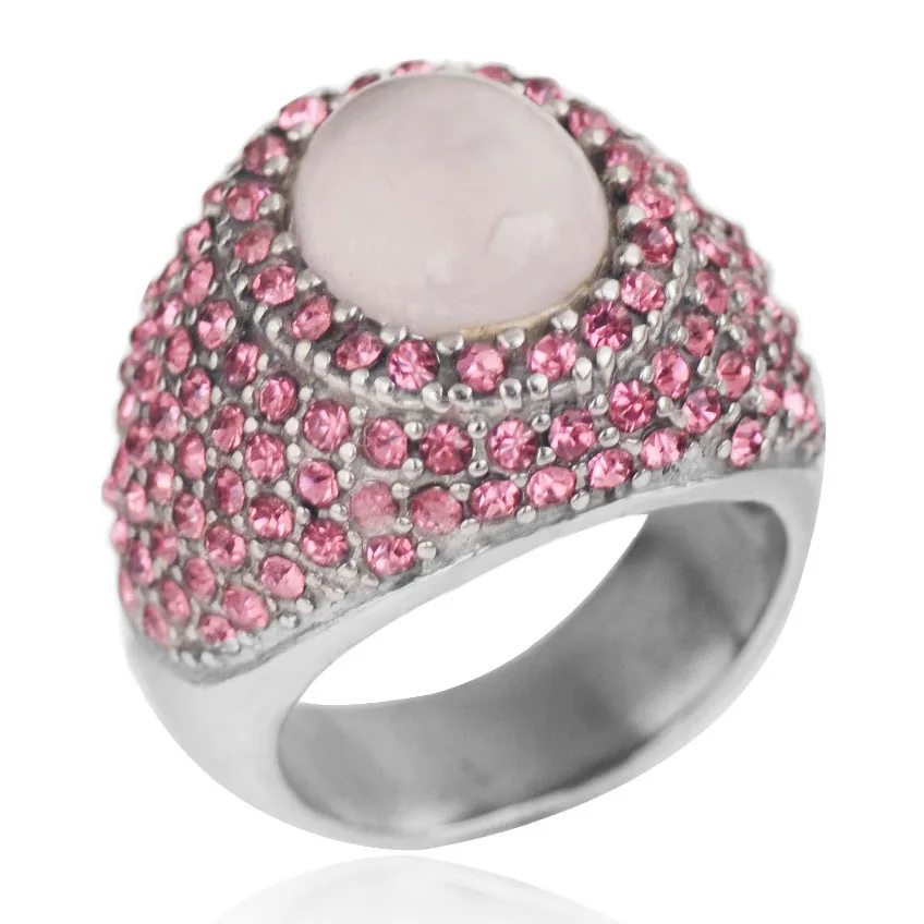 Винтажное ювелирное изделие из нержавеющей стали розовый кварц и розовые