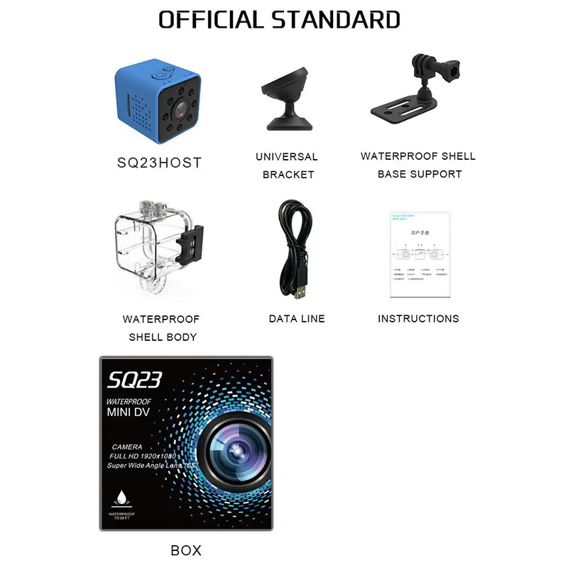 SQ23-Blue SQ11 SQ12 SQ13 SQ23 HD мини-камера Espia Oculta портативный корпус видеокамеры маленький видеорегистратор Gizli Kamera Micro Cam поддержка скрытой карты TF - Цвет: SQ23-Blue
