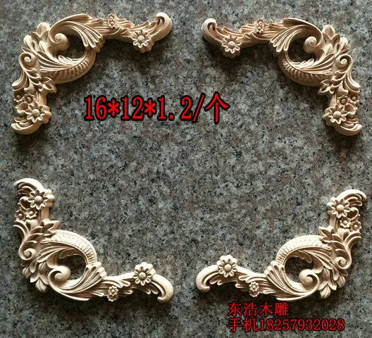 

Dongyang wood carving fashion applique solid wood furniture motif furniture cabinet decoration flower corner flower