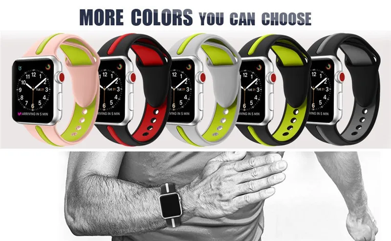 ASHEI силиконовый ремешок для наручных часов Apple Watch, версии 4 40 мм, 38 мм, 42 мм, мягкие спортивные браслет для наручных часов iWatch, полосы серии 3/2/1 ремешок