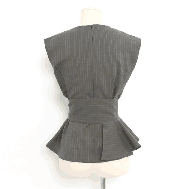 2016 Модный женский деловой костюм формальный офисный с гофрированным декором топ