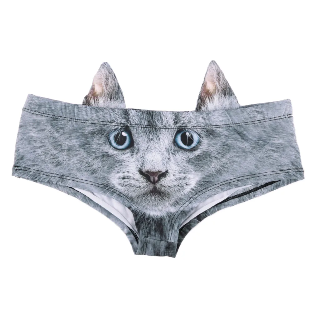 Cat 3D принт, трусики с животными, женское мягкое нижнее белье с низкой талией, хипстер, забавные бесшовные трусы, милые женские трусы - Цвет: Cat