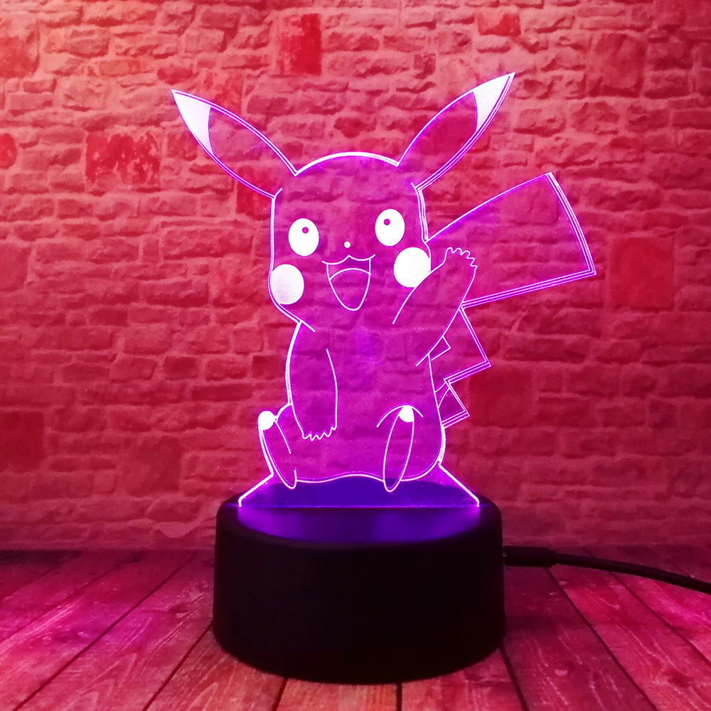 3D светодиодный карманный аниме Pocket Monsters Pikachu Pokemon Go фигурка ночник настольная