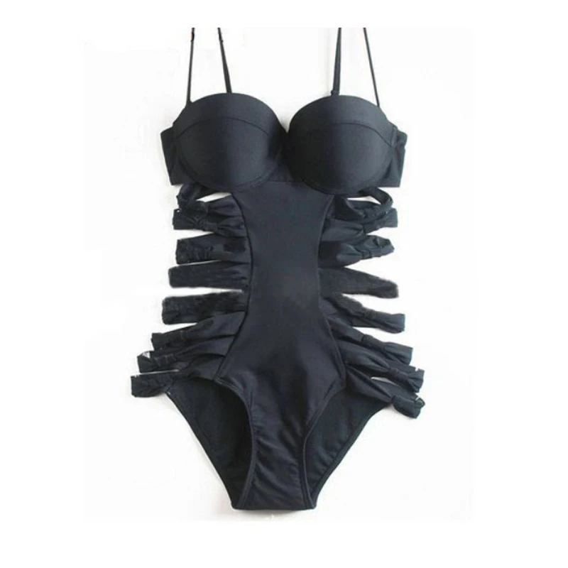 Купальник женский винтажный черный с высокой талией|monokini sale|monokini one piecemonokini bathing