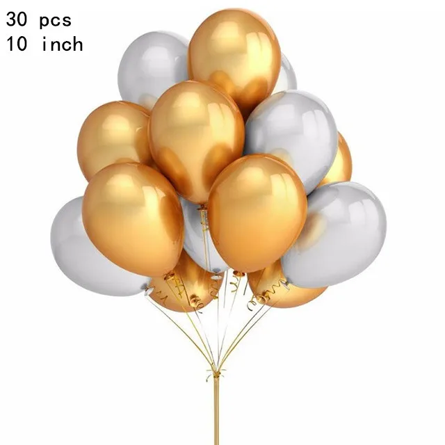 gold silver 30pcs/lot 10 Inch Pearl Gold Silver Black Latex Balloons Birthday Wedding Party Decor Air Helium Globos Kids Gifts Supplies - Цвет: gold silver