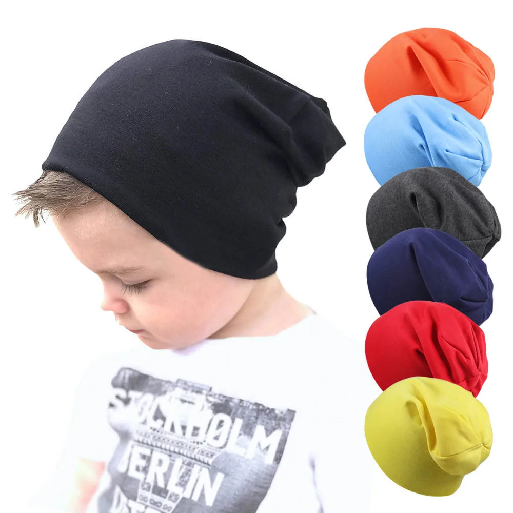

Baby clothing Hop Set Head Cap Knitting Warm Children Solid Color Hats