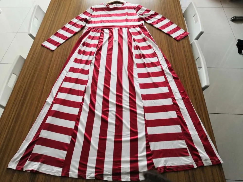 Женское Макси длинное Повседневное платье в пол размера плюс 3XL 4XL 5XL для девушек весна осень полосатые вечерние платья для женщин Vestido
