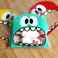 50pcs cute big teeth mouth monster plastic bag wedding birthday cookie candy gift packaging bags opp self adhesive party favors