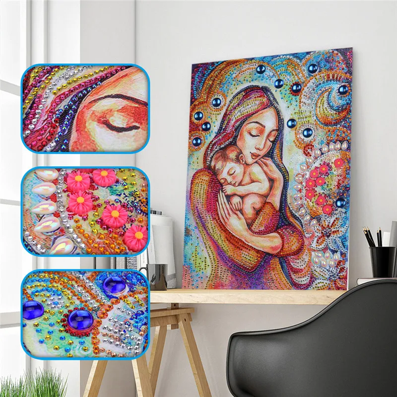 

special shaped 5D DIY Diamond Painting "Religious Mother love child" Embroidery Cross Stitch Rhinestone Painting Decor Gifts