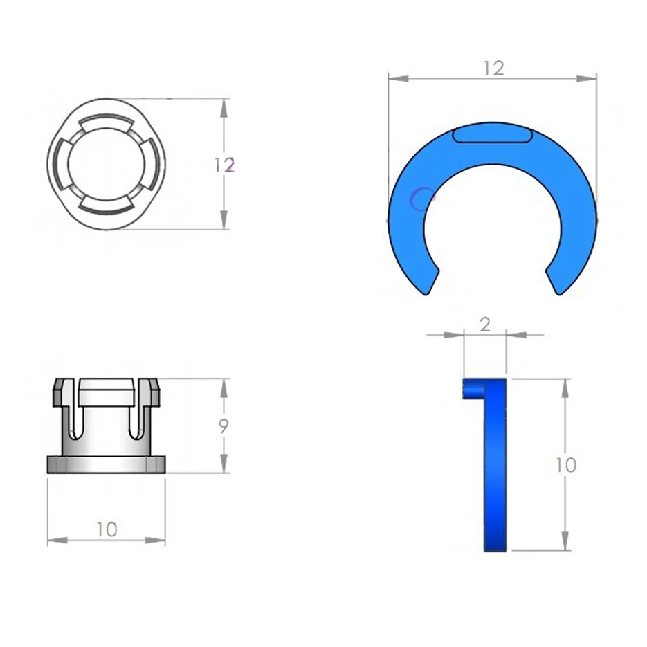 UM2 Colliers + клипсы для фиксации экструдер Bowden imprimante 3D Ultimaker синяя белая Пряжка