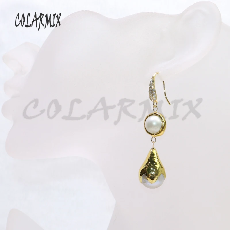 Серьги из натурального жемчуга позолоченные жемчужные серьги подарок для