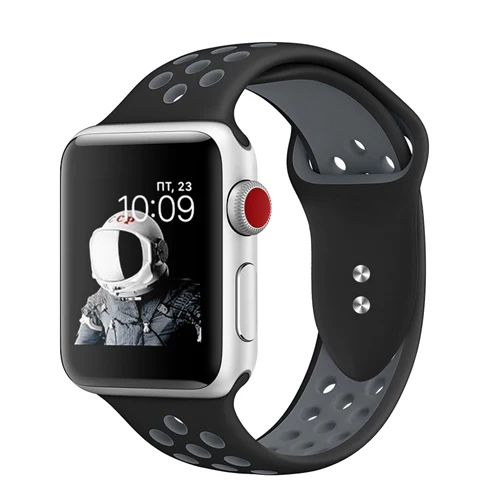 black gray EIMO Correa для наручных часов Apple Watch, ремешок 42 мм, 38 мм, Версия 44/40 мм наручных часов iwatch серии 4, версия 1, 2, 3, ремешок Nike спортивный ремешок для часов Силиконовый Браслет наручный ремень ремешок для часов - Цвет ремешка: black gray