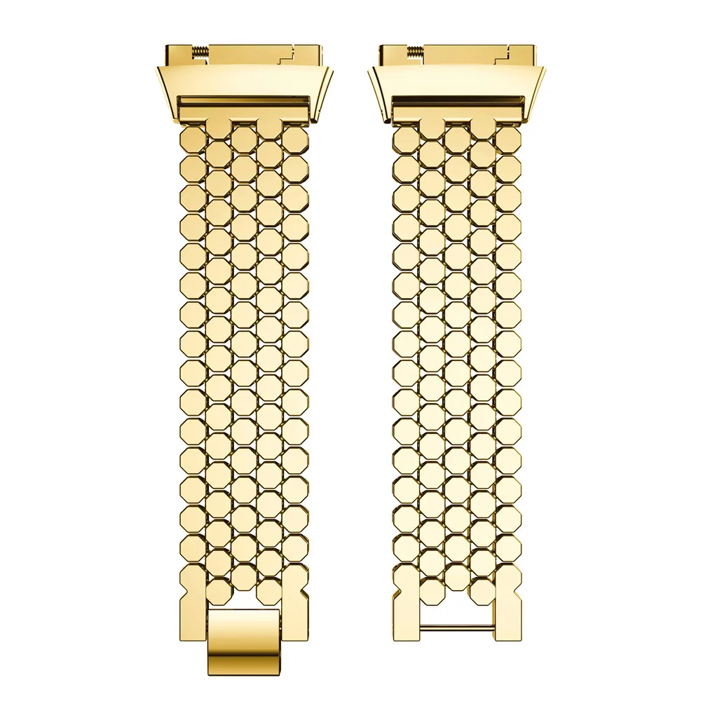 fashion Alloy steel Watchband for Fitbit Ionic straps Smart Accessories Replacement Wristband metal hexagon smartWatch strap new