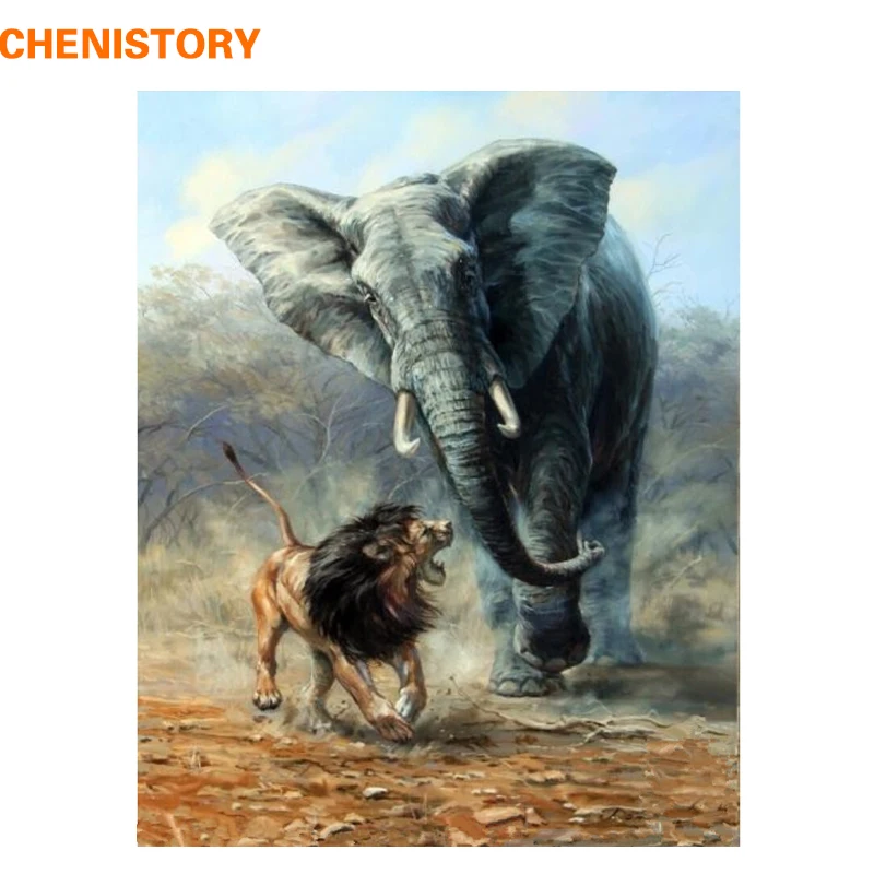 Набор для рисования по номерам на холсте лев слон|diy painting|painting diyelephant painting |