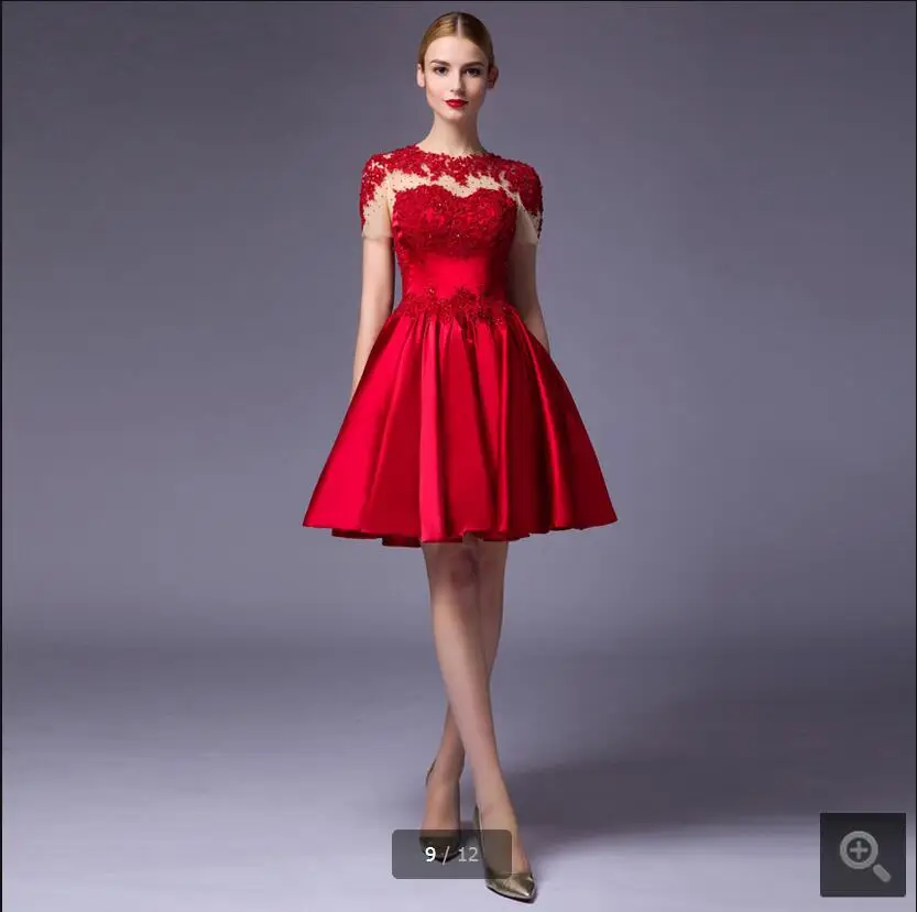 Бесплатная доставка недорогое Красное Кружевное атласное платье для выпускного