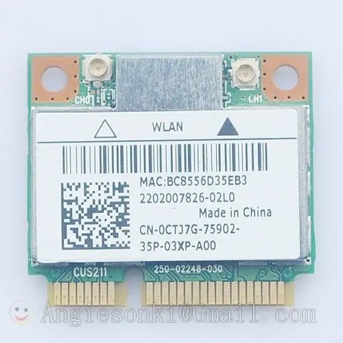 

Bigfoot networks Killer N1202 AR5B22 0CTJ7G CTJ7G Mini PCI-E 300mbps DUAL BAND N+BLUETOOTH 4.0 BT WIRELESS laptops WIFI CARD