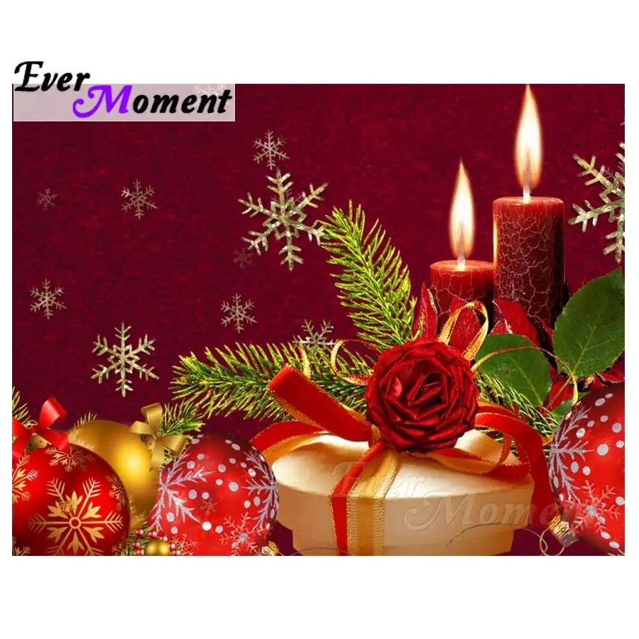 

Когда-либо в настоящий момент бриллиантовый рисунок Рождество лампы в форме свечи подарок Роза Стразы изображение мозаика, алмазная вышивк...