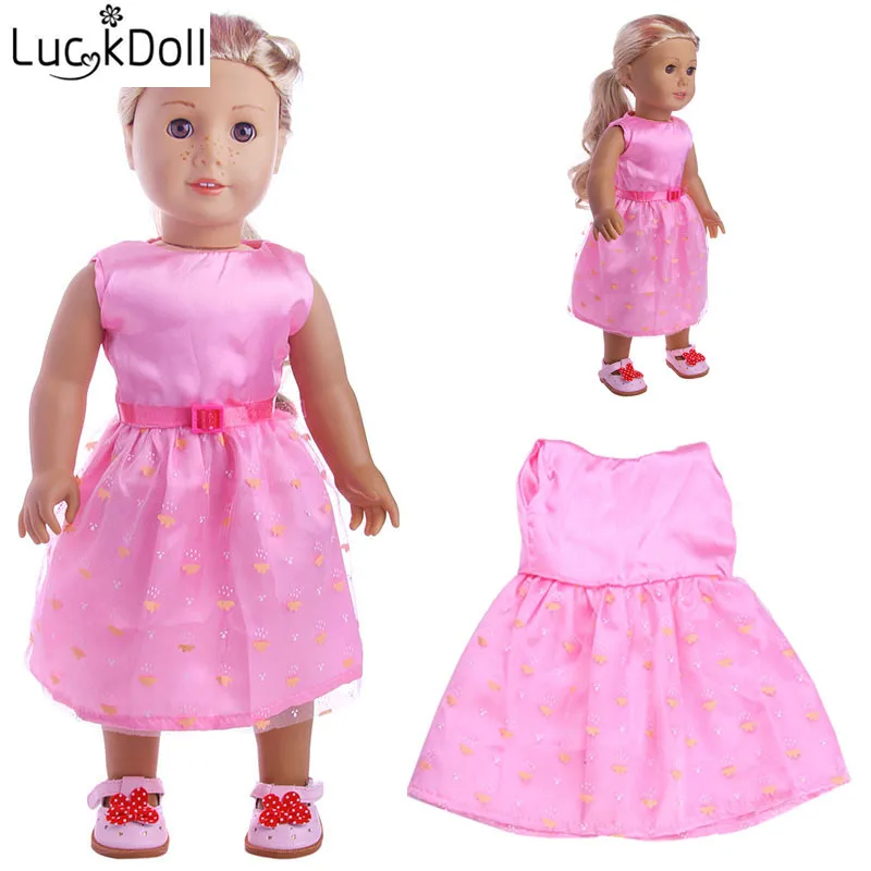 Платье без рукавов с цветочным принтом LUCKDOLL для кукол размером 43 см или 18 дюймов